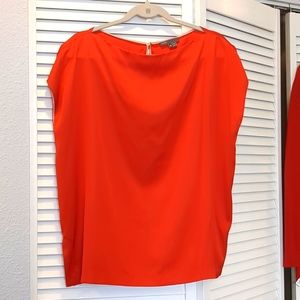 Vince. Burnt Orange Silk Boatneck Top M